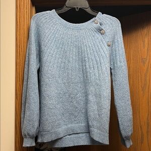 LOFT Blue Button-Accent Sweater
